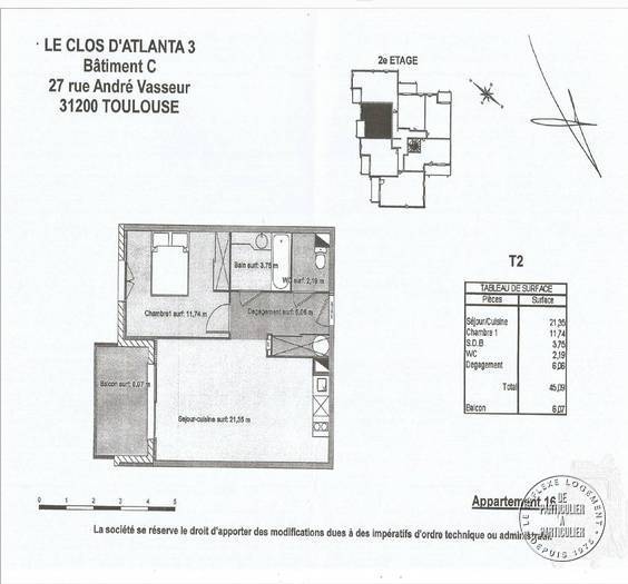 Vente appartement 2 pièces Toulouse (31)