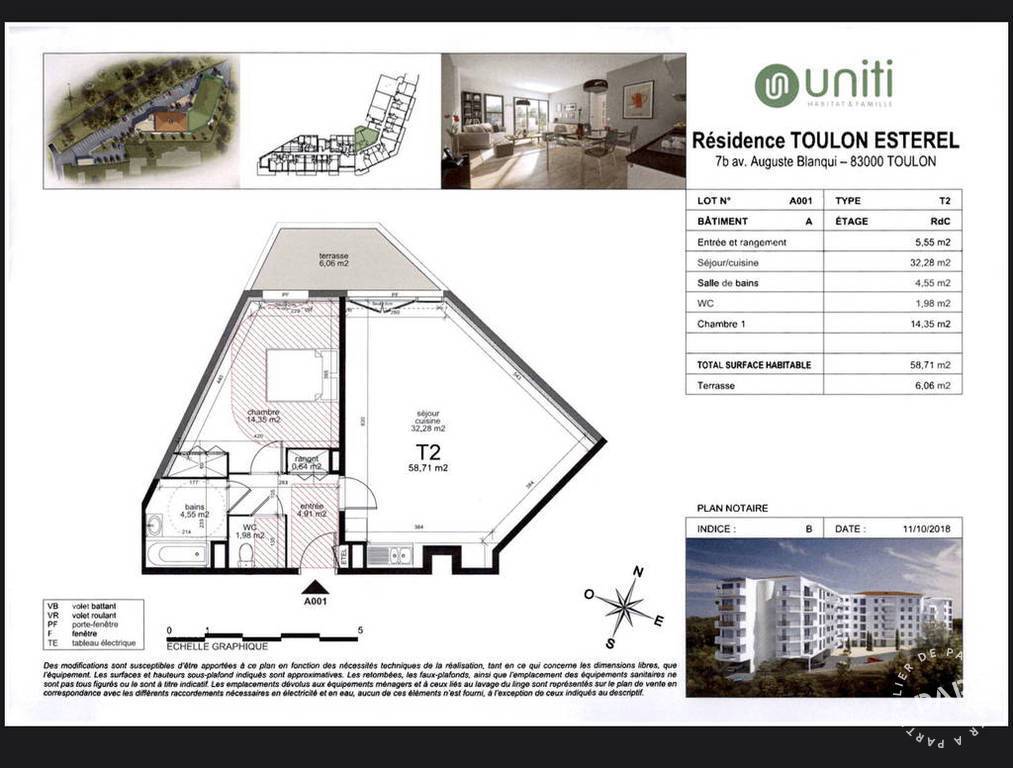 Vente Appartement Toulon (83200) 58&nbsp;m² 220.000&nbsp;&euro;