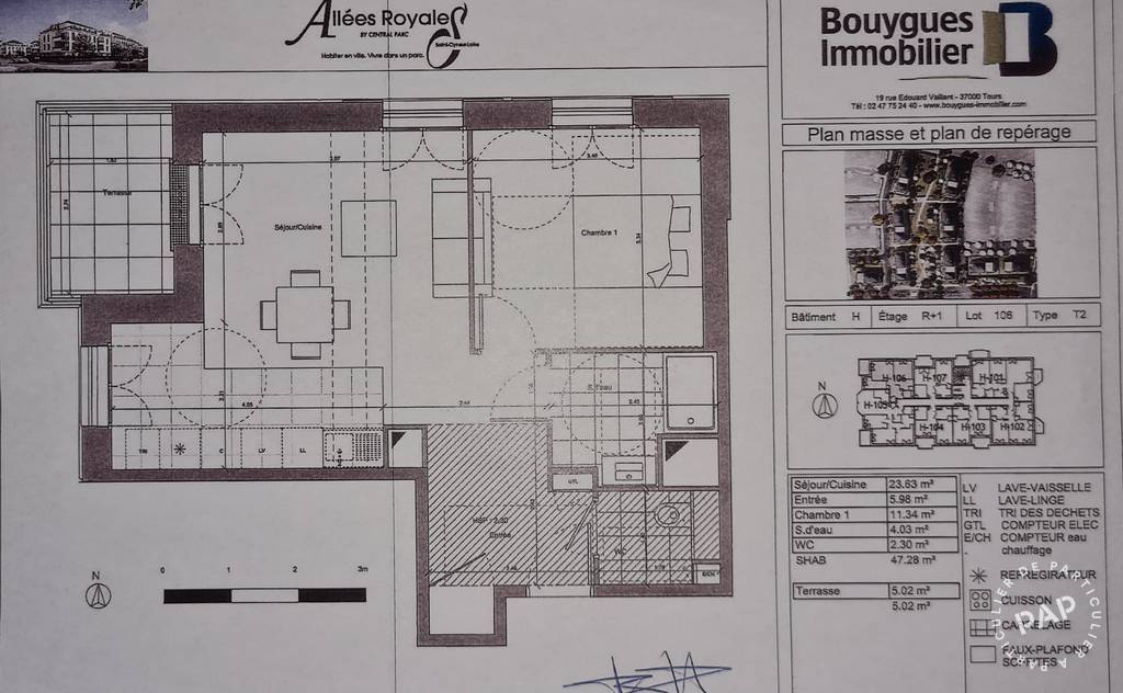 Appartement 184.000&nbsp;&euro; 47&nbsp;m² Saint-Cyr-Sur-Loire (37540)