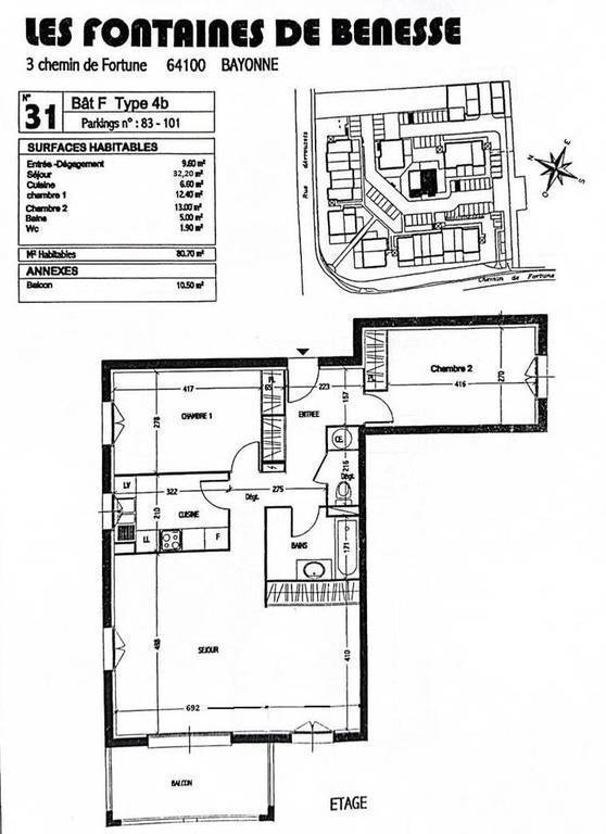 Vente Appartement Bayonne (64100) 80&nbsp;m² 339.000&nbsp;&euro;