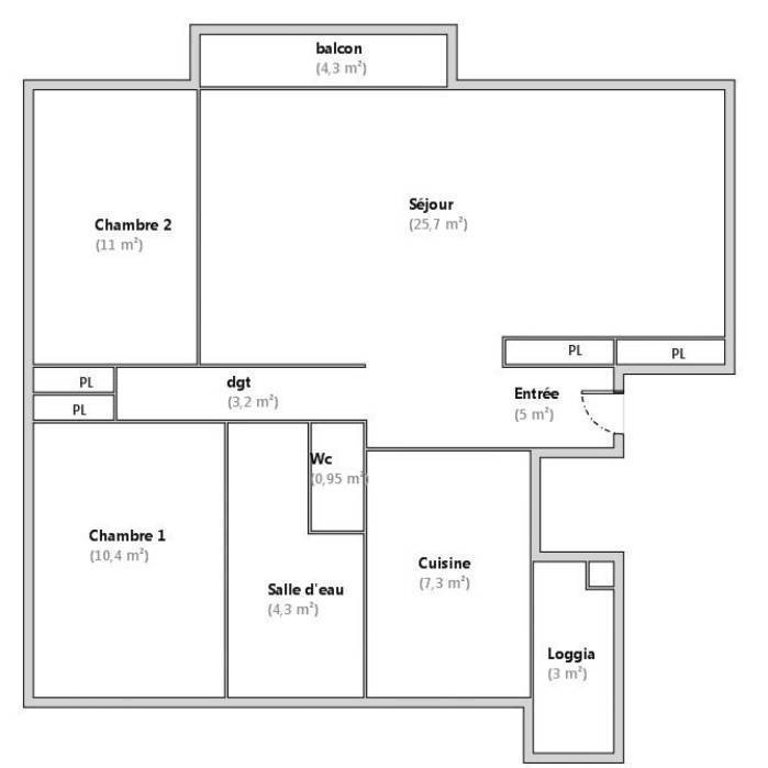 Vente Appartement Oullins (69600) 71&nbsp;m² 235.000&nbsp;&euro;