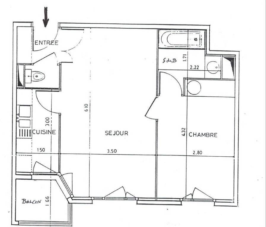Appartement 1.390&nbsp;&euro; 46&nbsp;m² Courbevoie